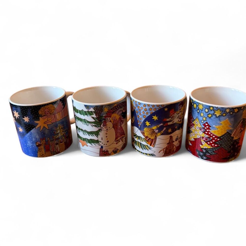 Kiki Suarez Mugs Set Adults Medium Multicolor Folk Art Christmas Angels